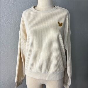 Disney Cream Ribbed Sweatshirt with Gold Logo